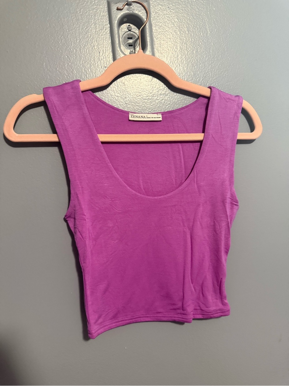 Zenana Bright Mauve Double Lined Scoop Neck Cropped Tank Top - Women - Picture 2 of 4
